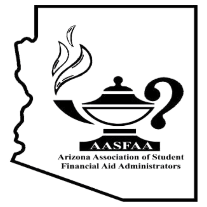 The original AASFAA logo: the outline of Arizona with a lamp of knowledge at its center